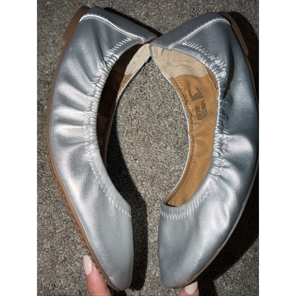 Y2K Scrunch Ballet Shoes Metallic Memory Foam Flats Women's Ruched Trim Sz 9W - Picture 3 of 7